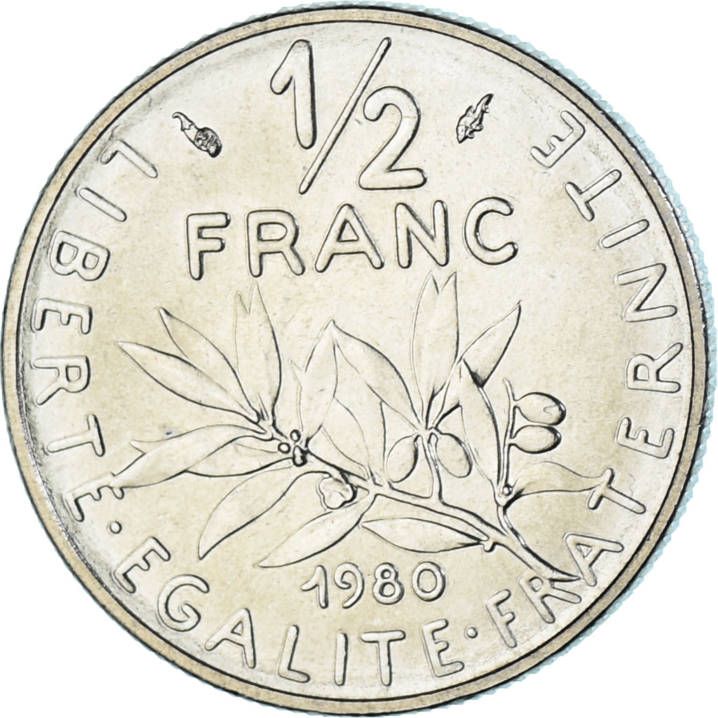 Munten, Frankrijk, Semeuse, 1/2 Franc, 1980, Paris, série FDC, FDC, Nickel
