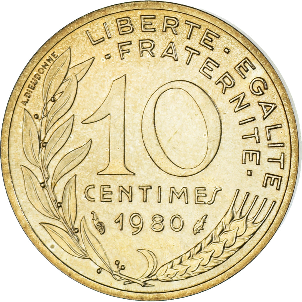 Munten, Frankrijk, Marianne, 10 Centimes, 1980, Paris, série FDC, FDC
