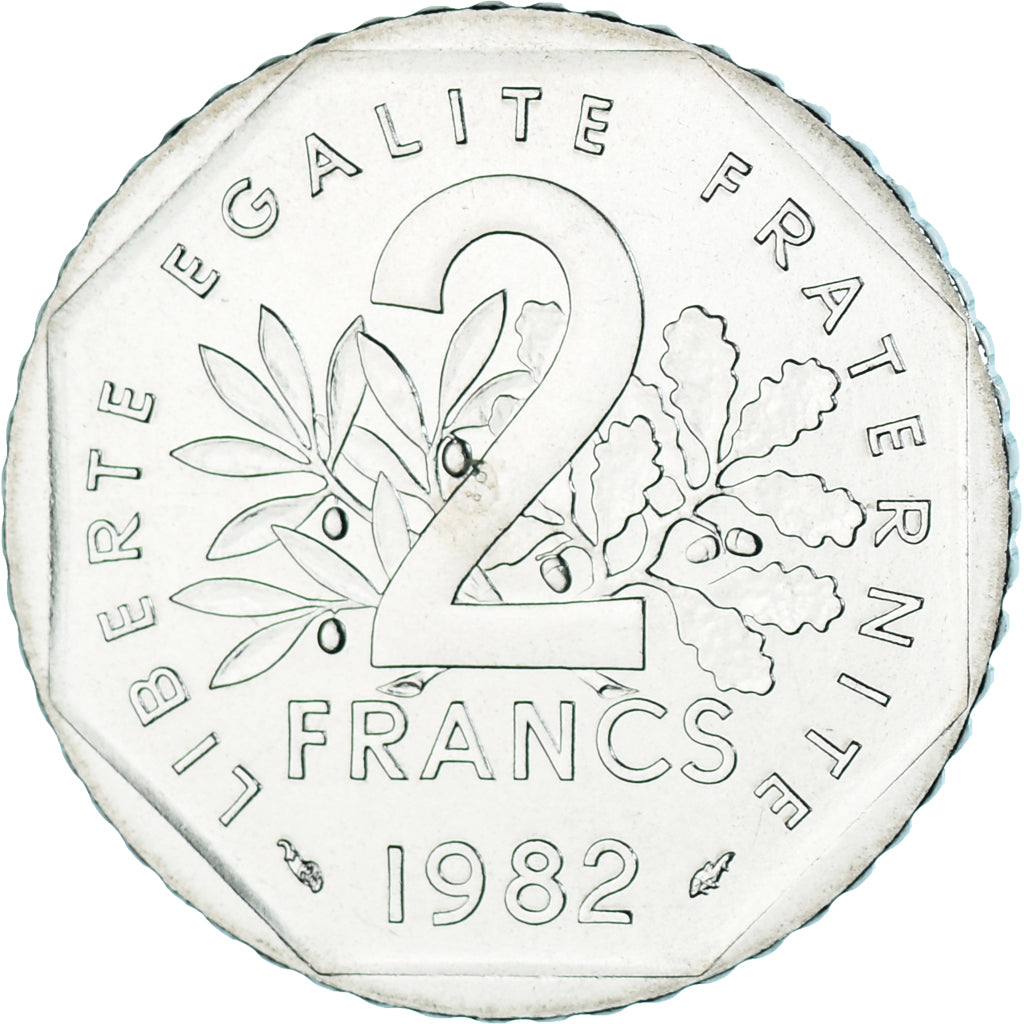 Munten, Frankrijk, Semeuse, 2 Francs, 1982, Paris, série FDC, FDC, Nickel