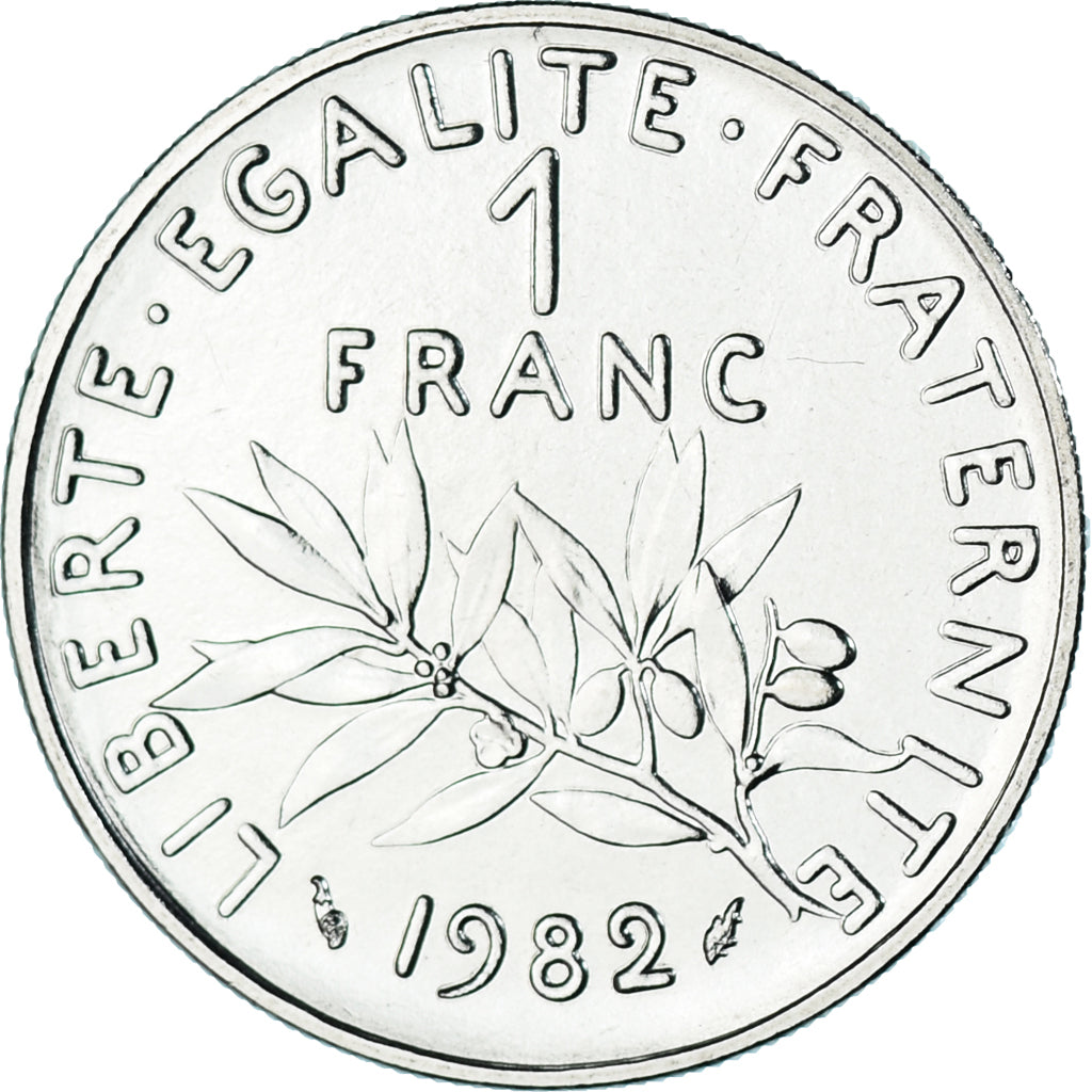 Moneta, Francja, Semeuse, 1 Franc, 1982, Paris, série FDC, MS(65-70), Nikiel