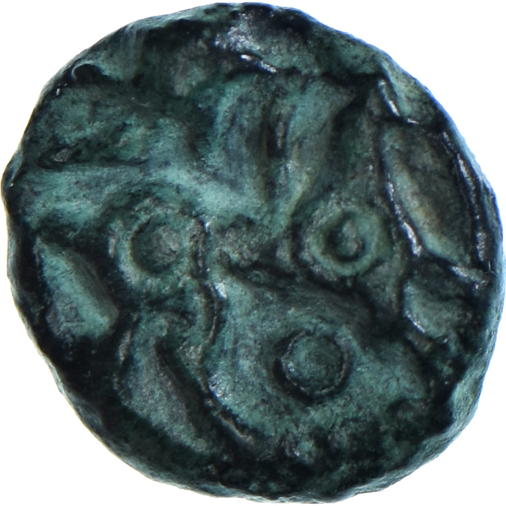 Coin, Bellovaci, Bronze à la petite tête de face, 80-50 BC, EF(40-45), Bronze