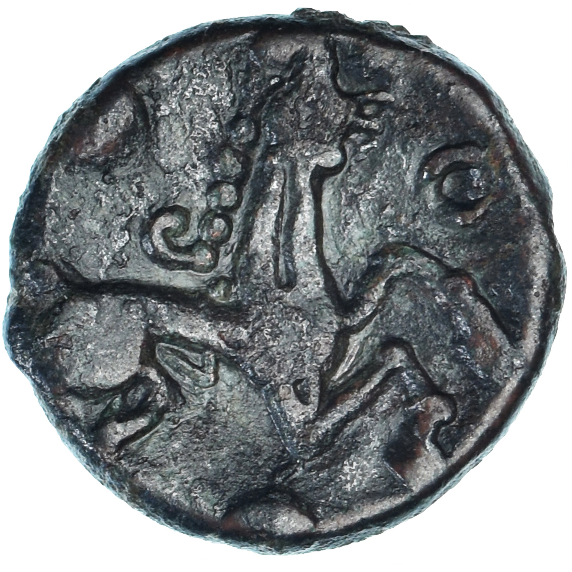 Coin, Bellovaci, Bronze au personnage courant, 80-50 BC, EF(40-45), Bronze