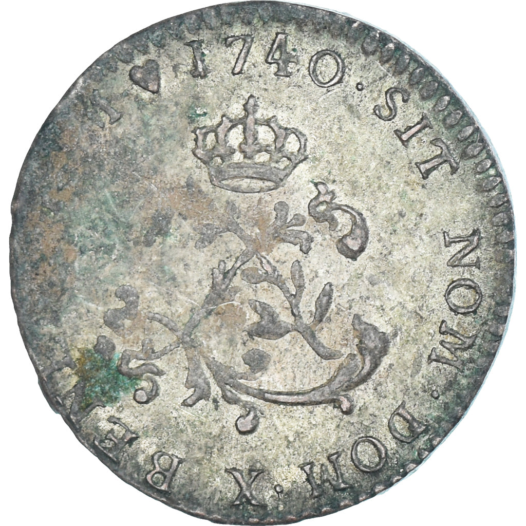 Munten, Frankrijk, Louis XV, Double Sol, 1740, Amiens, PR, Billon, Gadoury:281