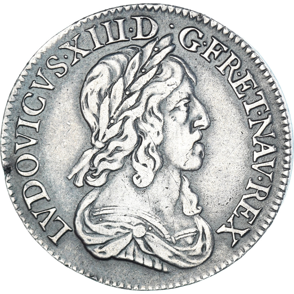 Munten, Frankrijk, Louis XIII, 1/4 Ecu, 1643, Lyon, FR+, Zilver, Gadoury:48