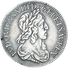 Munten, Frankrijk, Louis XIII, 1/4 Ecu, 1643, Lyon, FR+, Zilver, Gadoury:48