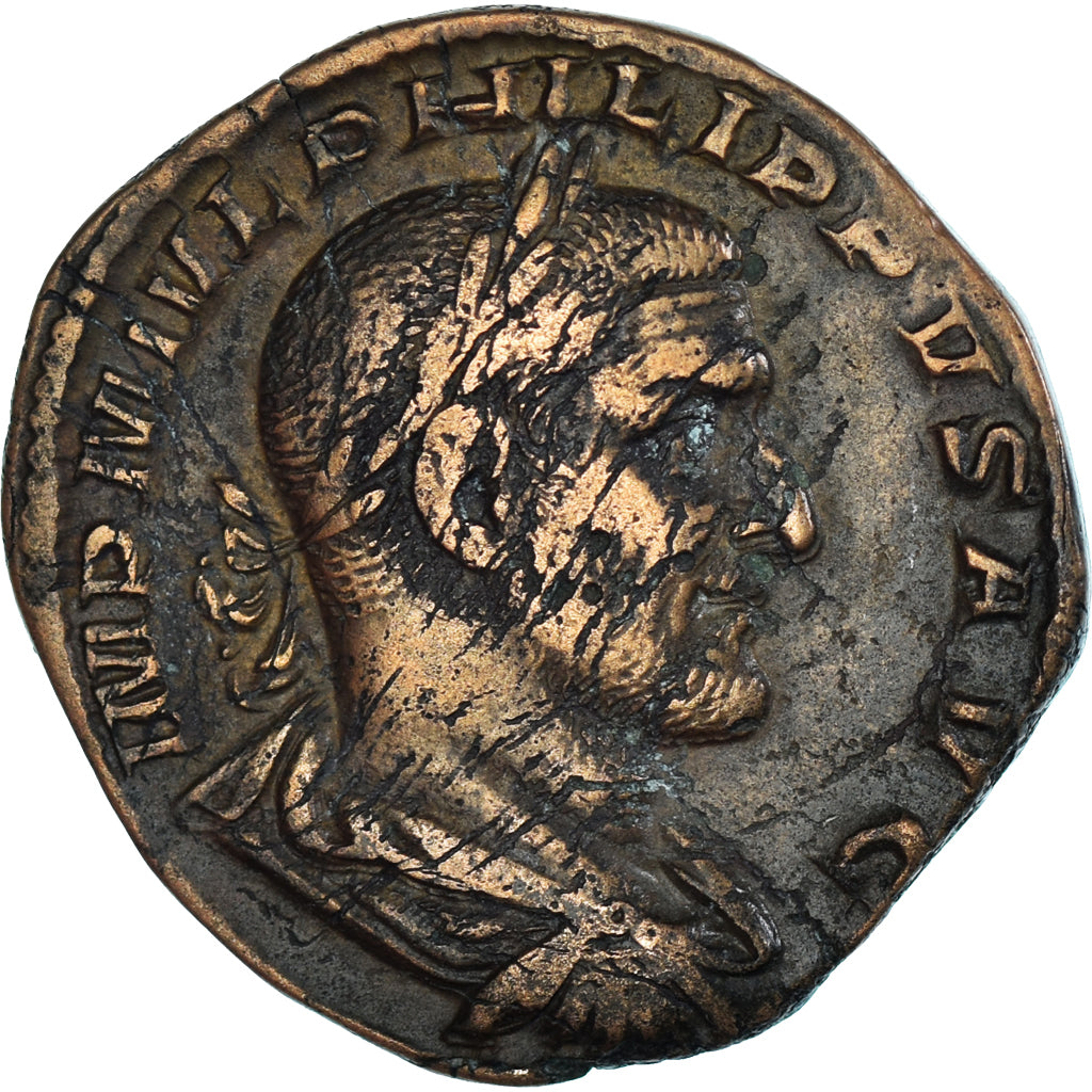 Moneda, Philip I, Sestercio, 244-249, Rome, BC+, Bronce, RIC:172