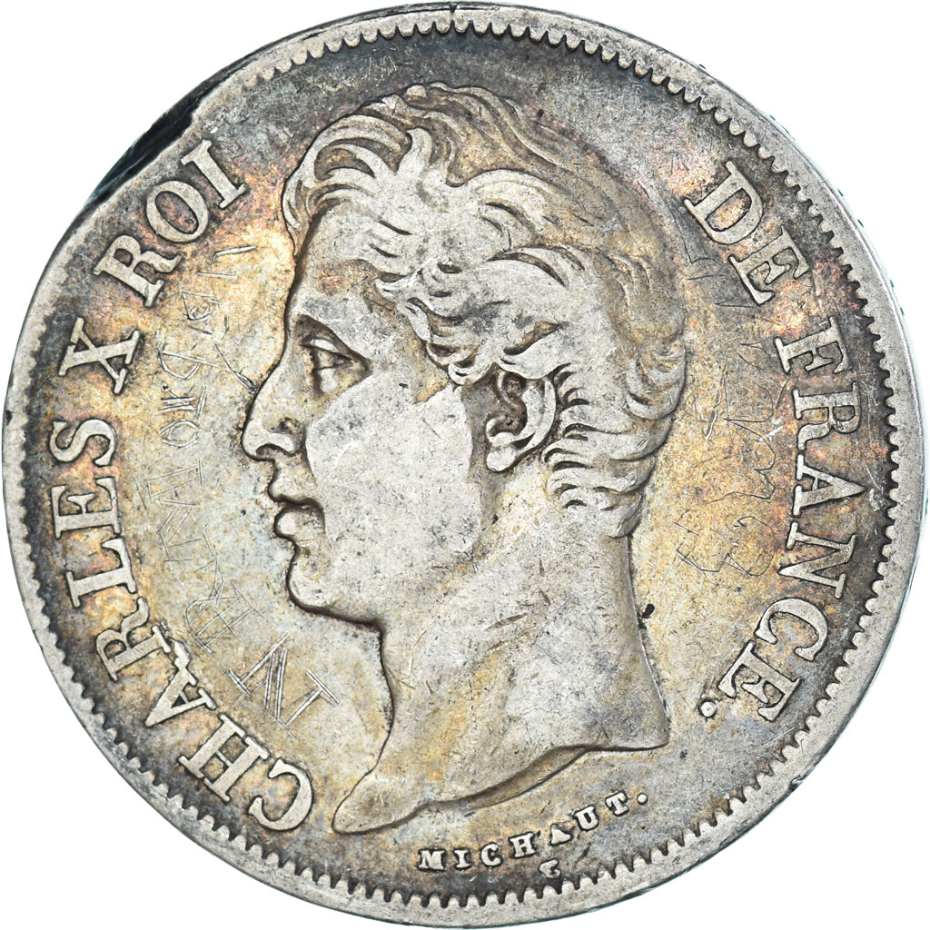 Coin, France, Charles X, 5 Francs, 1827, Lille, EF(40-45), Silver, Gadoury:644