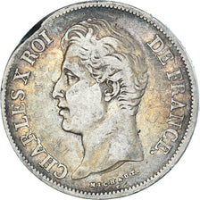 Moneta, Francja, Charles X, 5 Francs, 1827, Lille, EF(40-45), Srebro