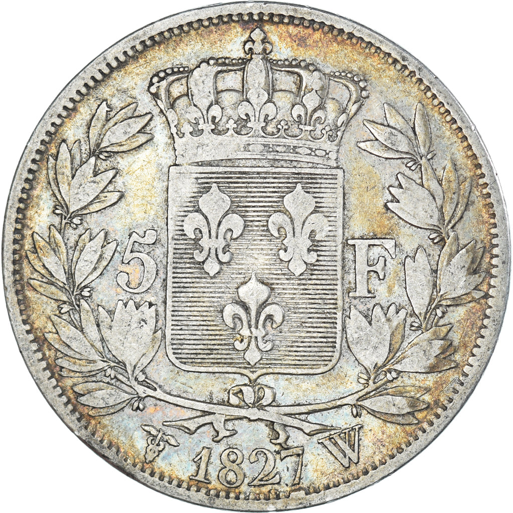 Coin, France, Charles X, 5 Francs, 1827, Lille, EF(40-45), Silver, Gadoury:644