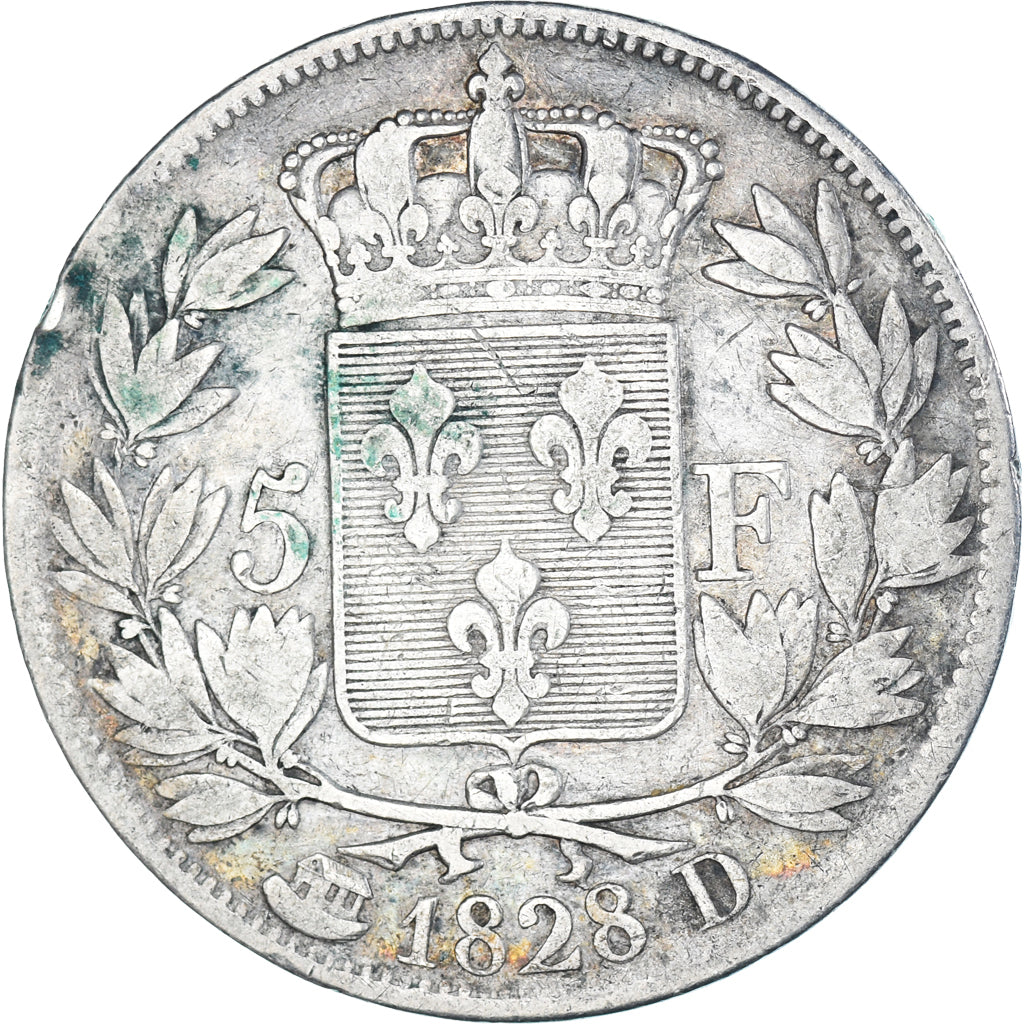 Coin, France, Charles X, 5 Francs, 1828, Lyon, VF(30-35), Silver, Gadoury:644