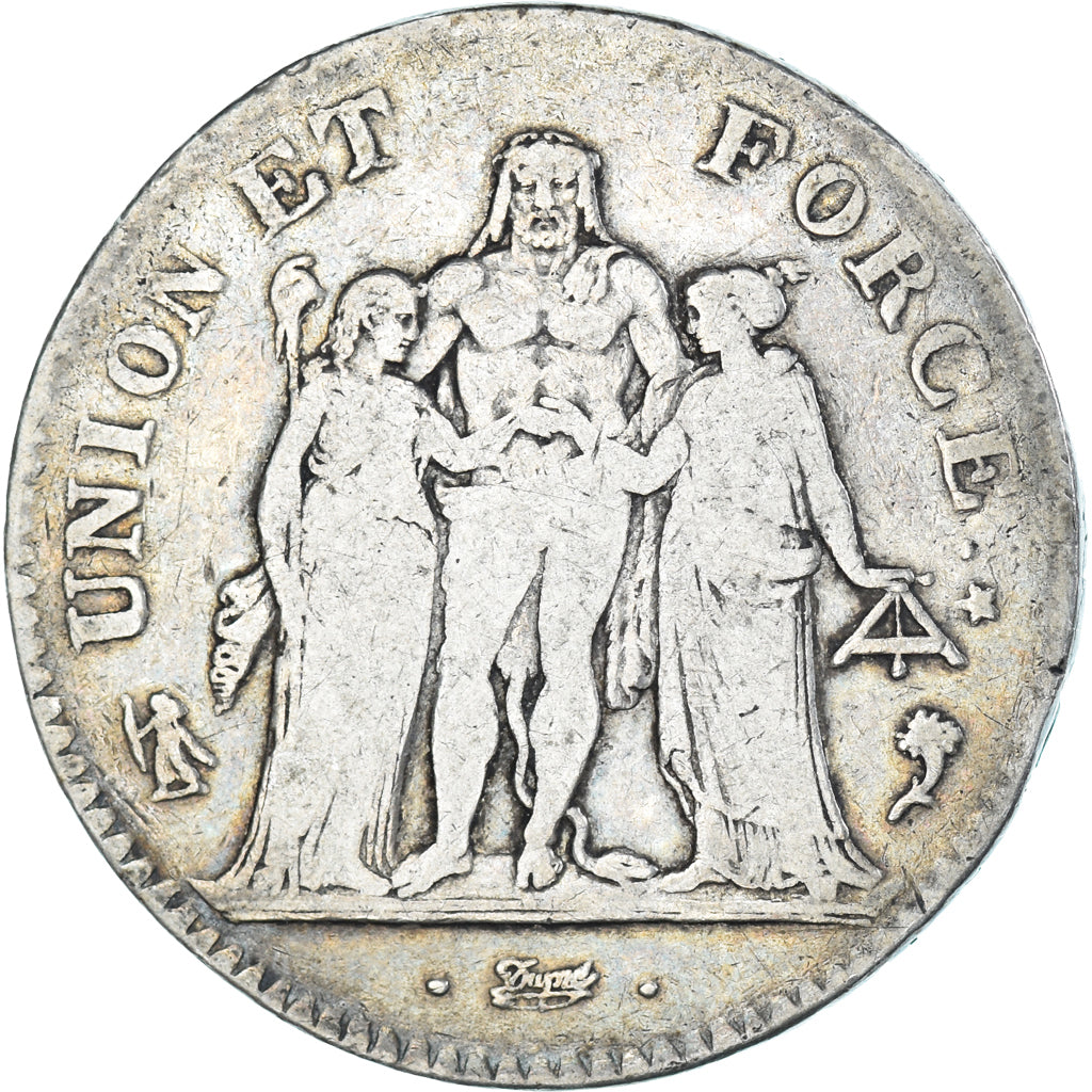 Münze, Frankreich, Hercule, 5 Francs, AN 4, Paris, S, Silber