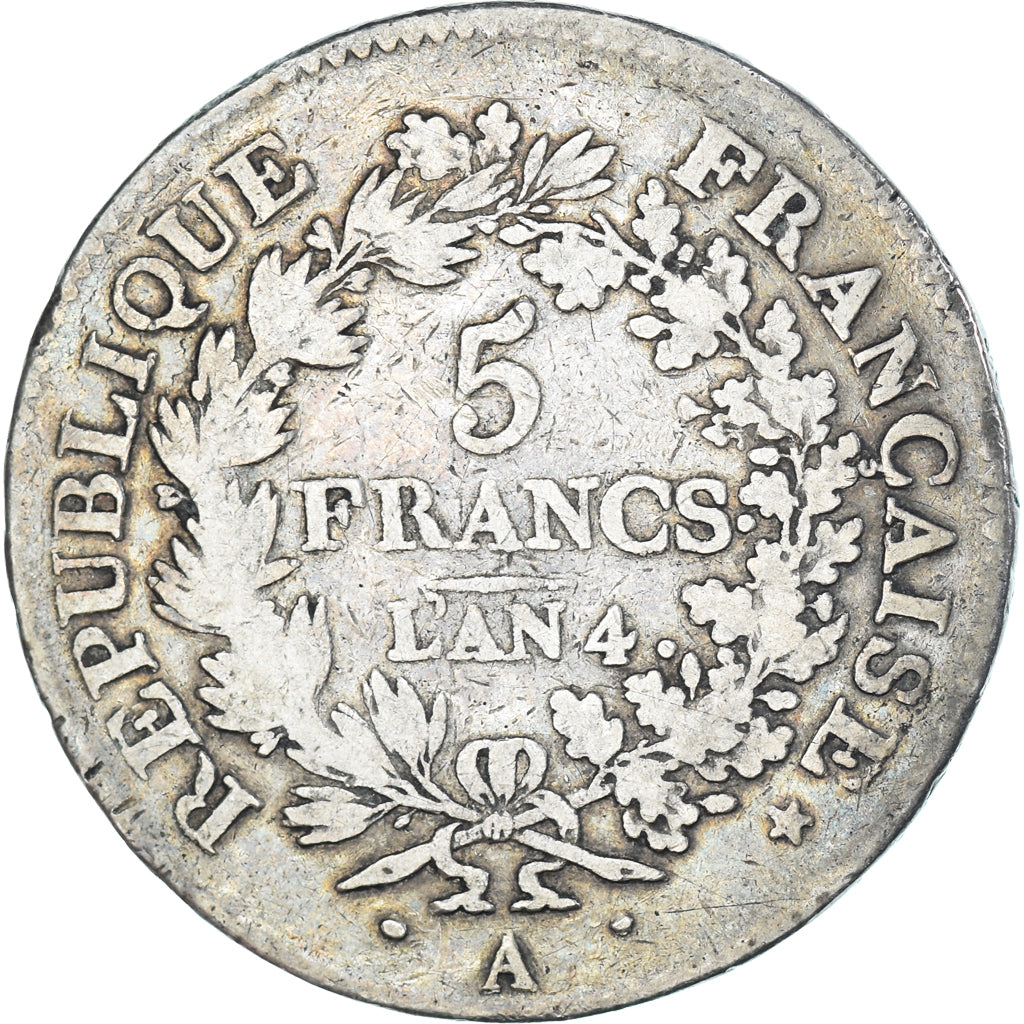 Münze, Frankreich, Hercule, 5 Francs, AN 4, Paris, S, Silber