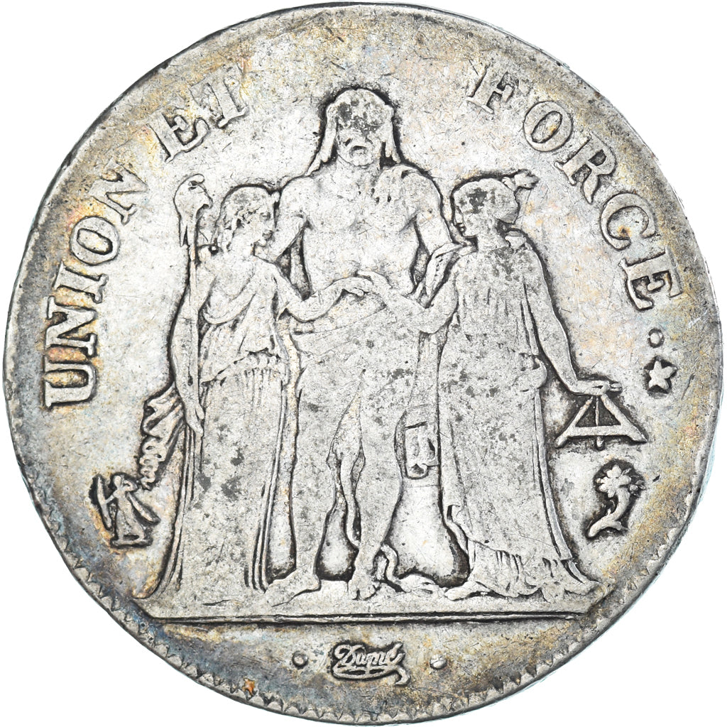 Coin, France, Hercule, 5 Francs, AN 4, Paris, VF(20-25), Silver