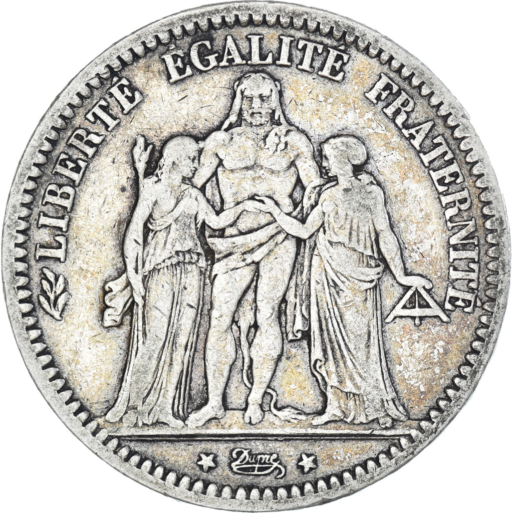 Moneda, Francia, Hercule, 5 Francs, 1871, Paris, Camélinat, BC, Plata