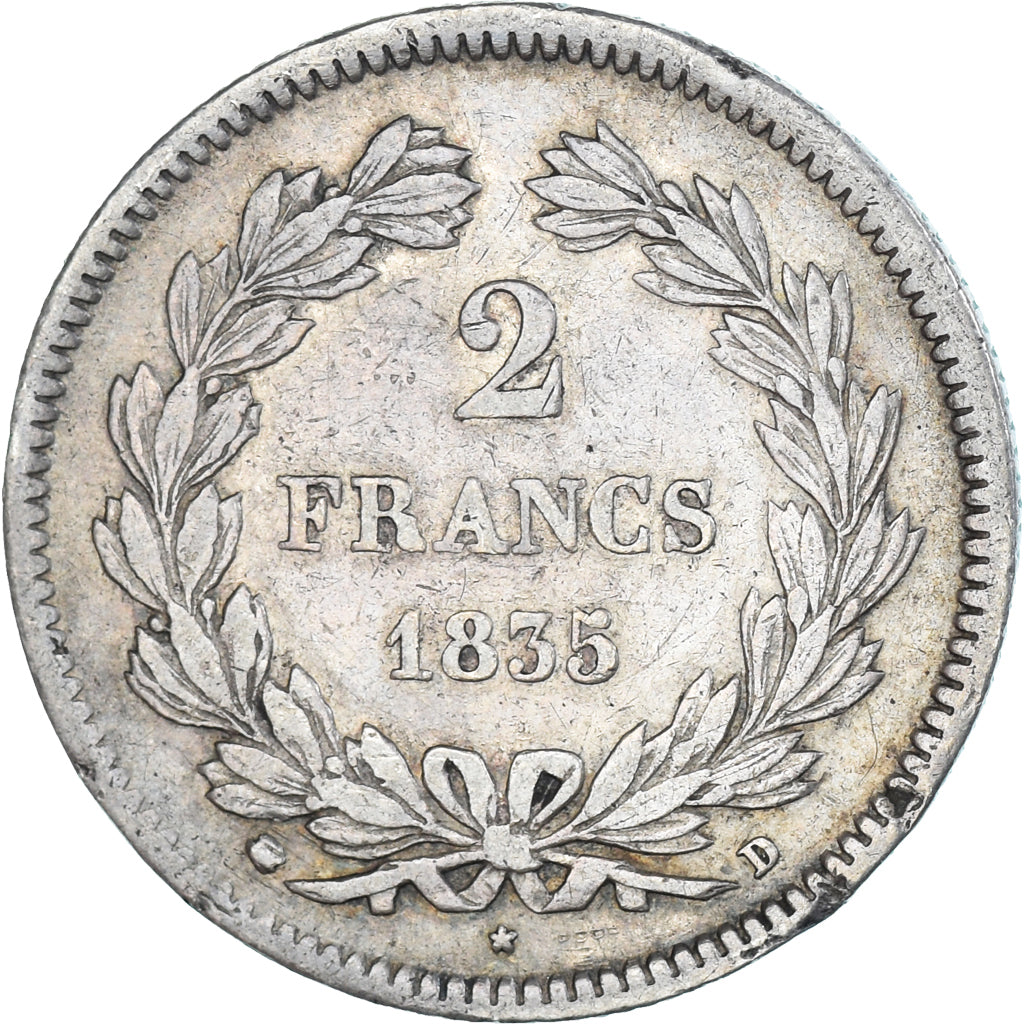 Coin, France, Louis-Philippe, 2 Francs, 1835, Lyon, VF(30-35), Silver