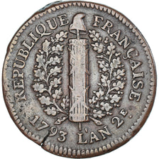 Coin, France, 5 Sols, 1793 - AN II, Mayence, Siège de Mayence, VF(30-35)