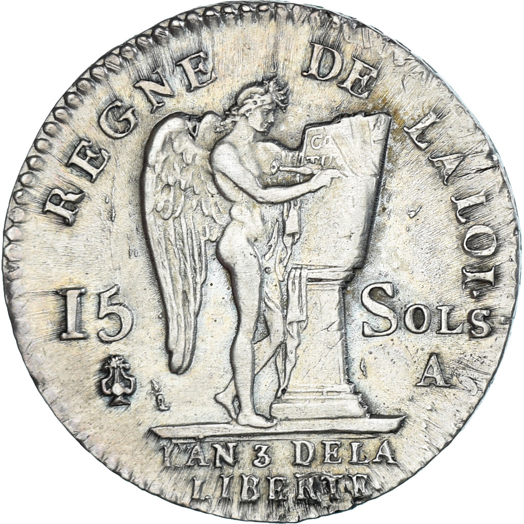 Moeda, França, Louis XVI, 15 sols françois, 1791, Paris, EF(40-45), Prata