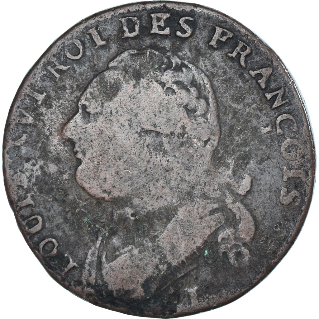 Münze, Frankreich, Louis XVI, 12 Deniers, 1793 / AN 5, Bayonne, SGE+, Métal de