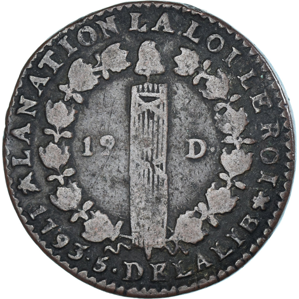 Münze, Frankreich, Louis XVI, 12 Deniers, 1793 / AN 5, Bayonne, SGE+, Métal de