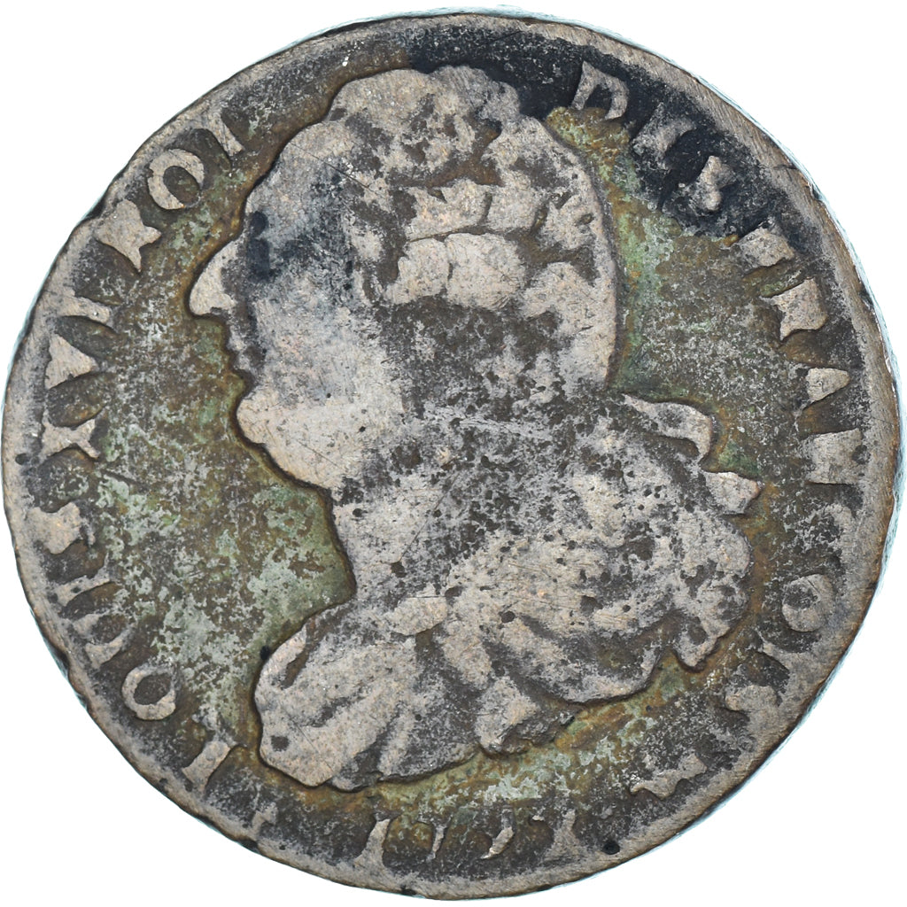 Moneta, Francja, Louis XVI, 2 Sols, 1792 / AN 4, Pau, F(12-15), Srebro