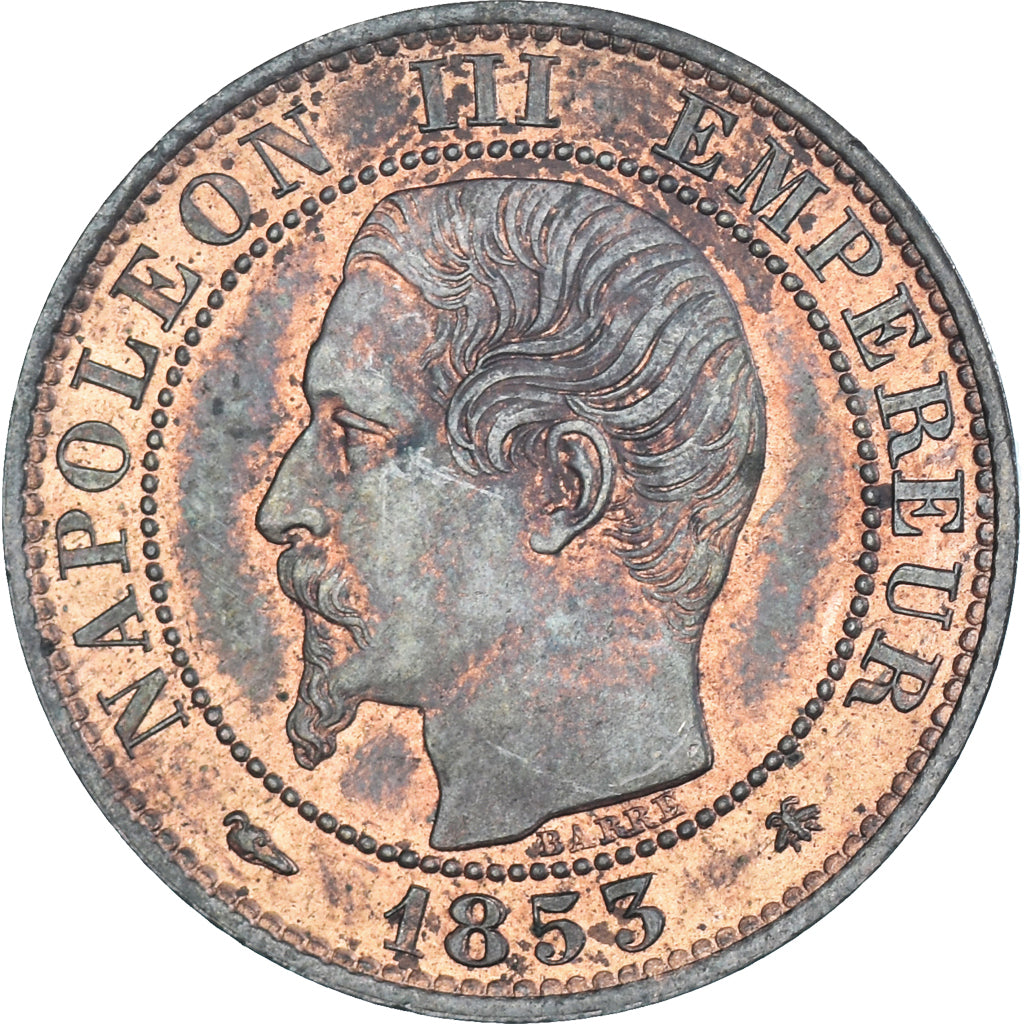 Coin, France, Napoleon III, 5 Centimes, 1853, Strasbourg, EF(40-45), Bronze