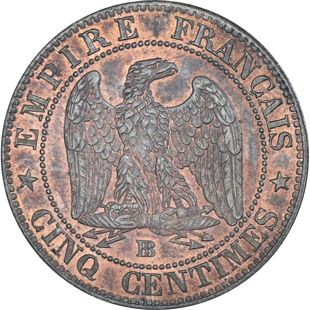 Coin, France, Napoleon III, 5 Centimes, 1853, Strasbourg, EF(40-45), Bronze