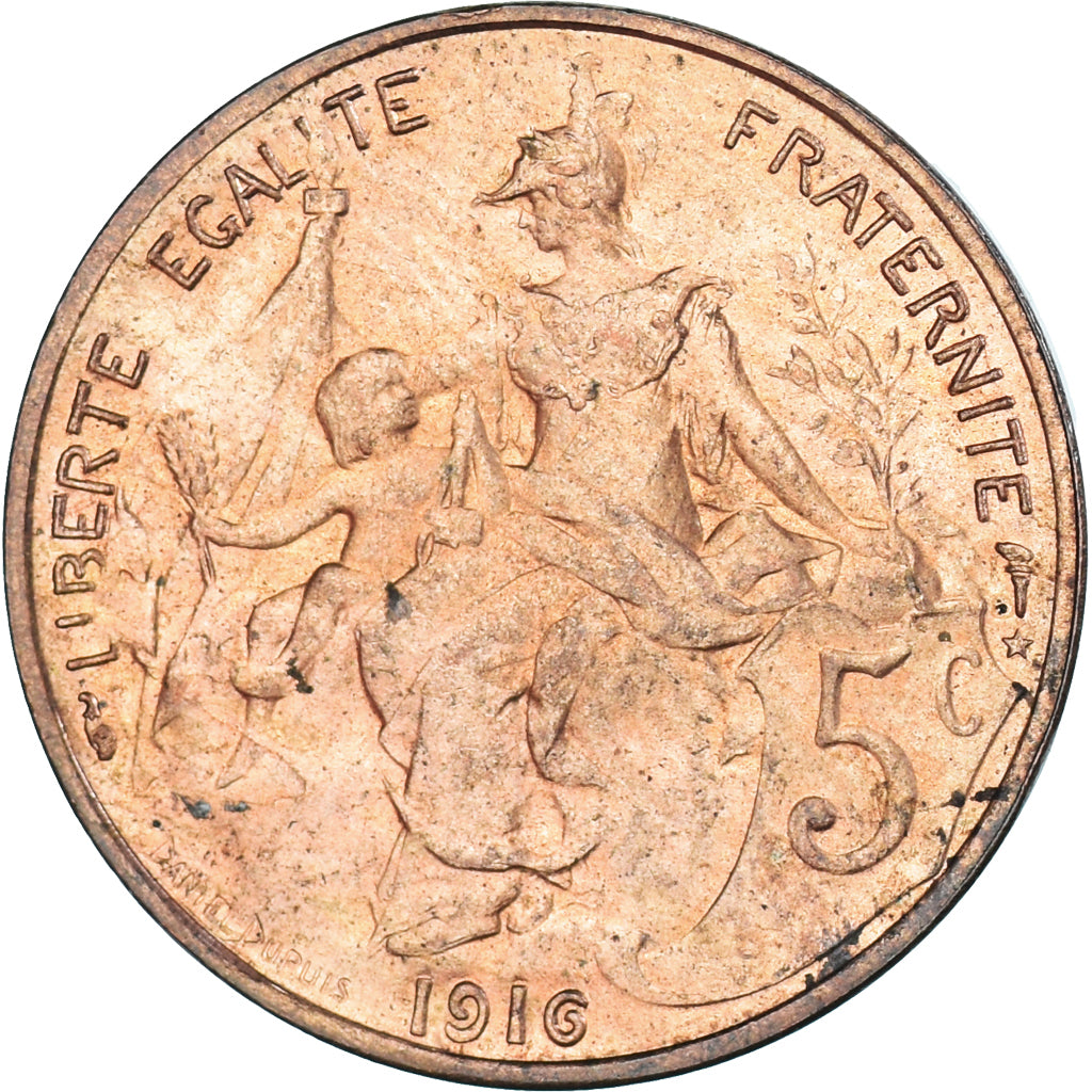 Munten, Frankrijk, 5 Centimes, 1916, Uncertain Mint, Etoile, ZF, Bronzen