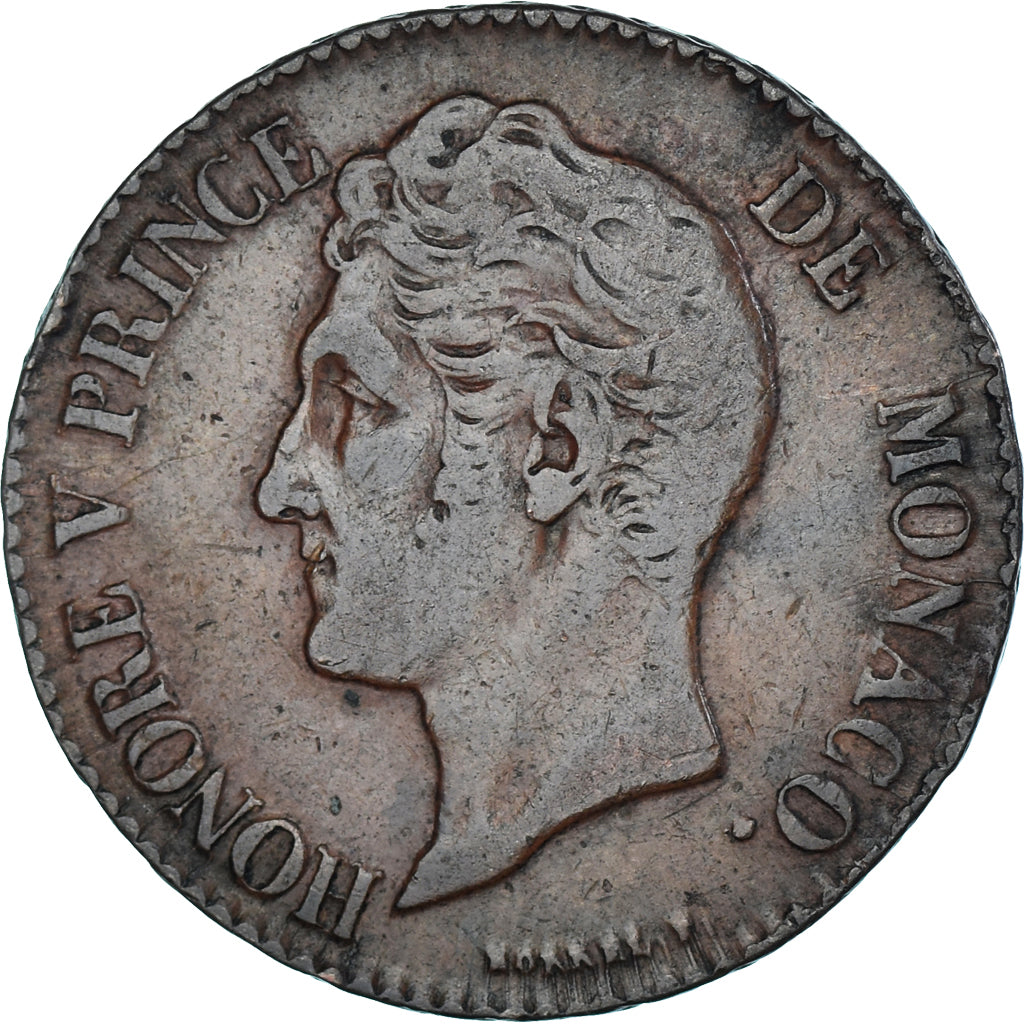 Coin, Monaco, Honore V, 5 Centimes, 1837, Monaco, VF(30-35), Copper