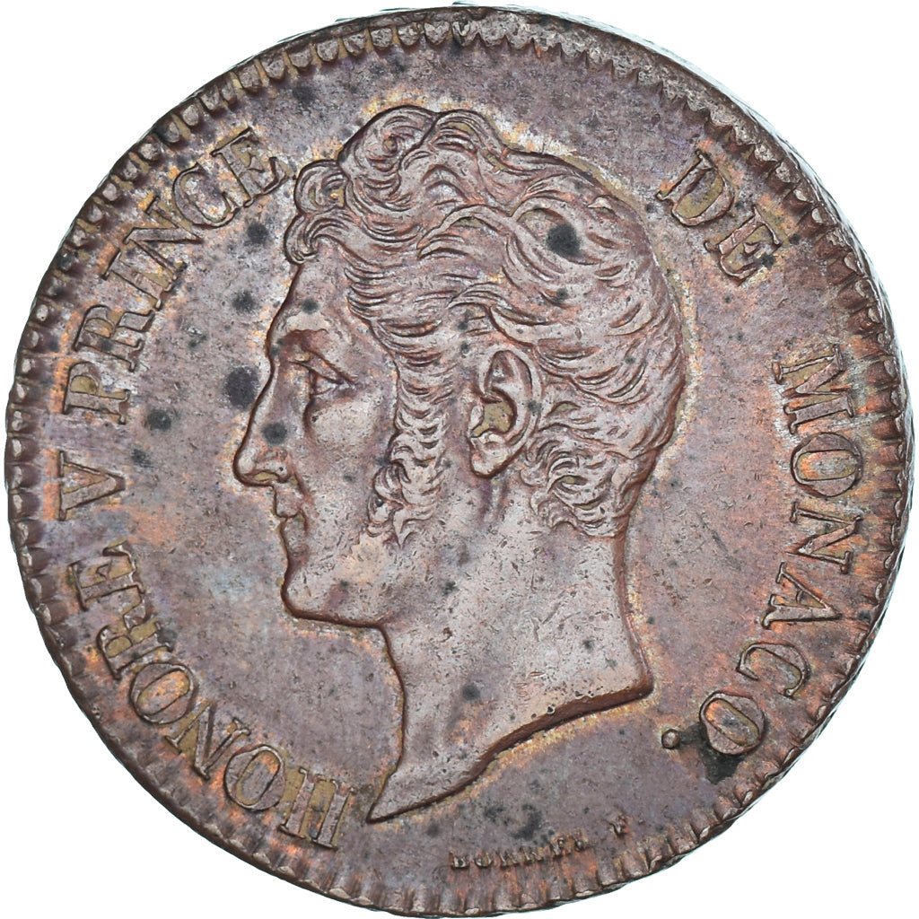 Coin, Monaco, Honore V, 5 Centimes, 1837, Monaco, EF(40-45), Copper