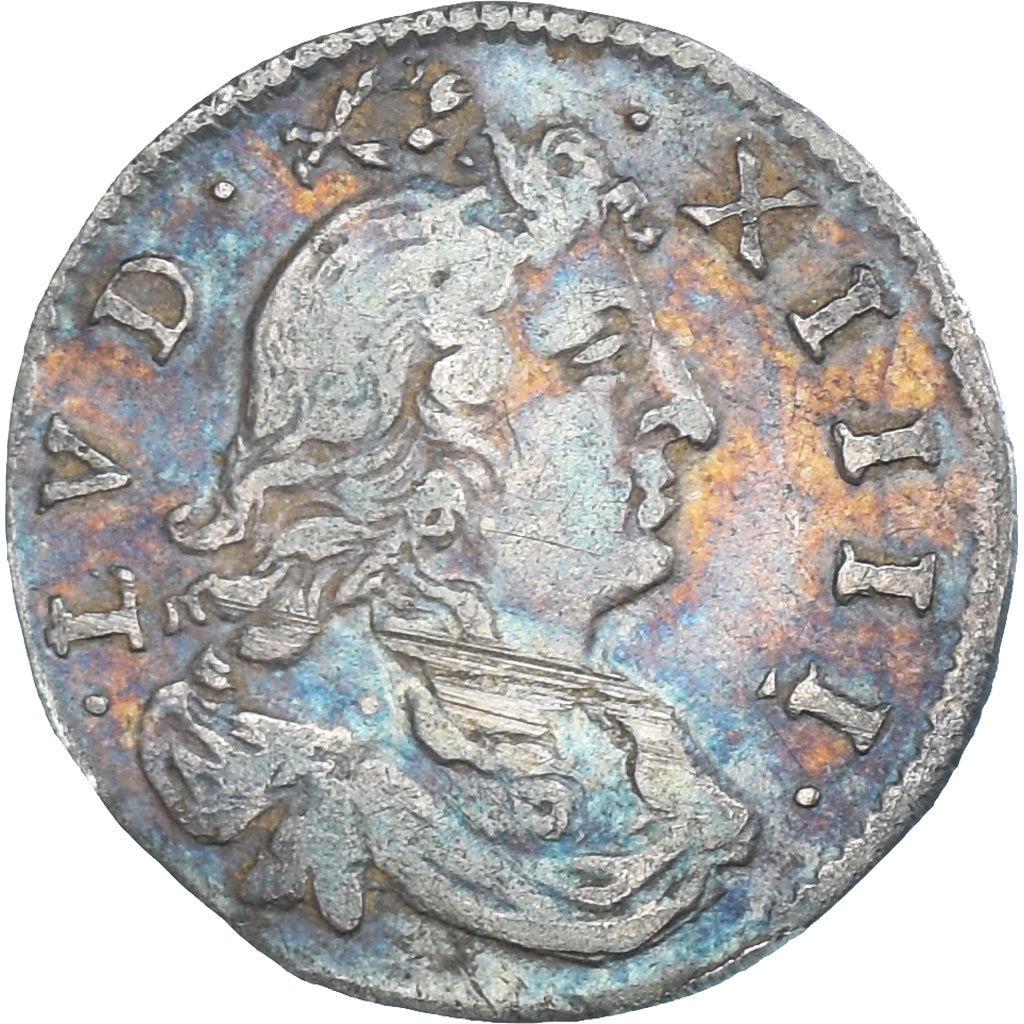 Coin, France, Louis XIV, 2 Sols des Traitants, 1676, Paris, VF(30-35), Silver