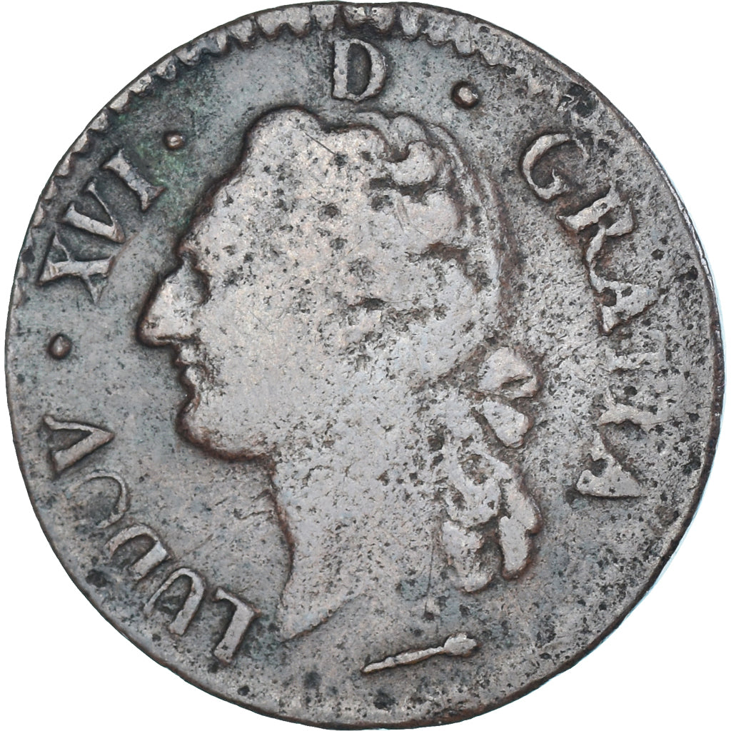Moneta, Francia, Louis XVI, 1/2 Sol, 1785, Pau, MB, Rame, Gadoury:349