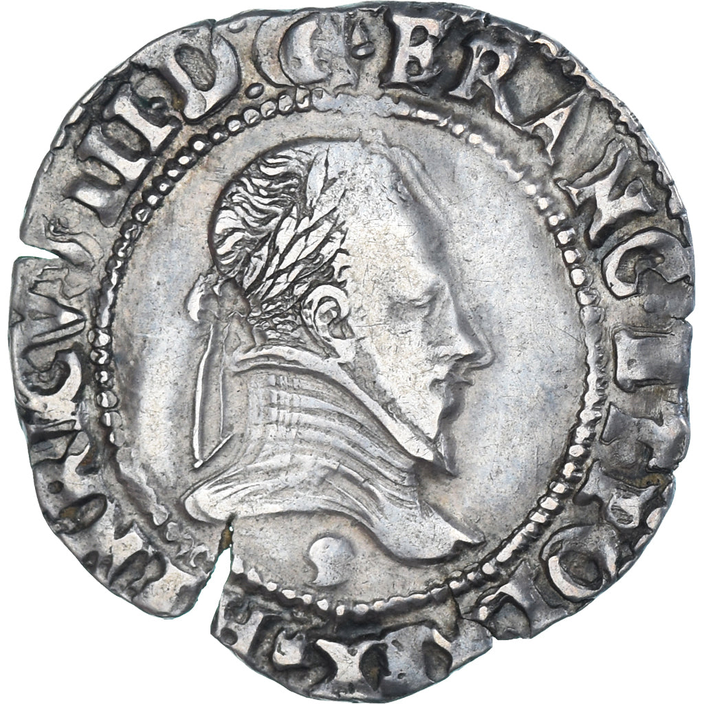 Münze, Frankreich, Henri III, 1/4 Franc au col plat, 1587, Rennes, S+, Silber