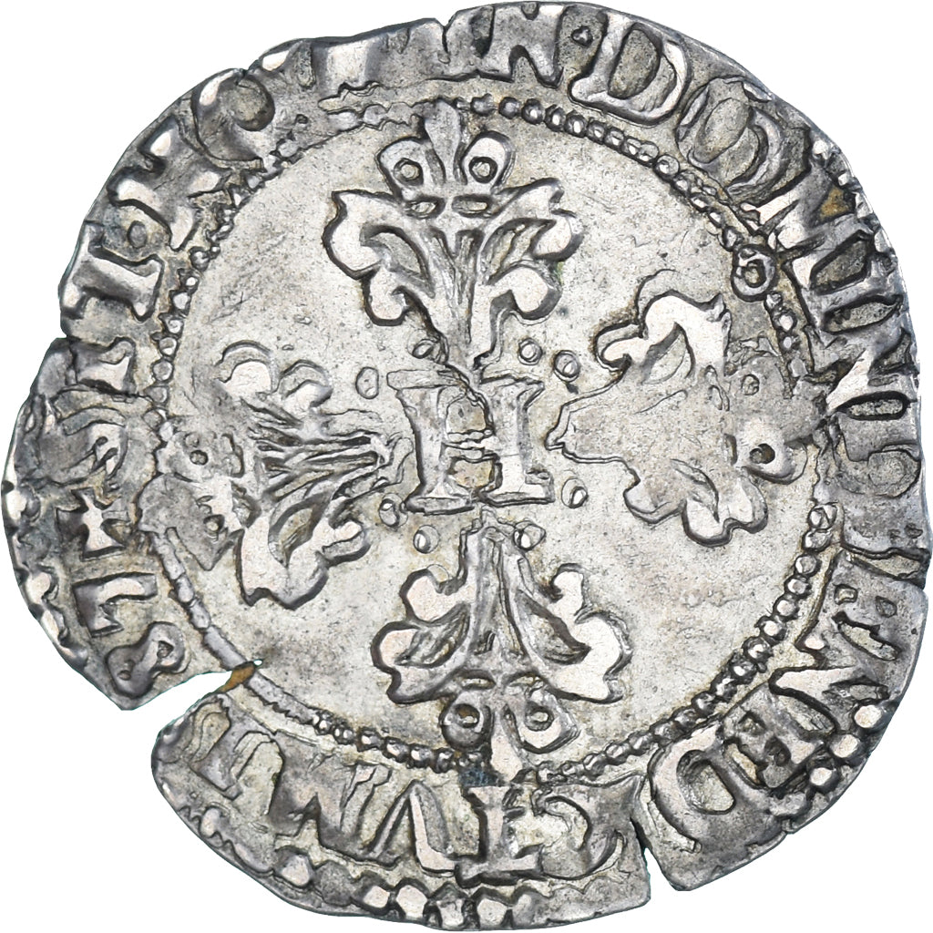 Münze, Frankreich, Henri III, 1/4 Franc au col plat, 1587, Rennes, S+, Silber