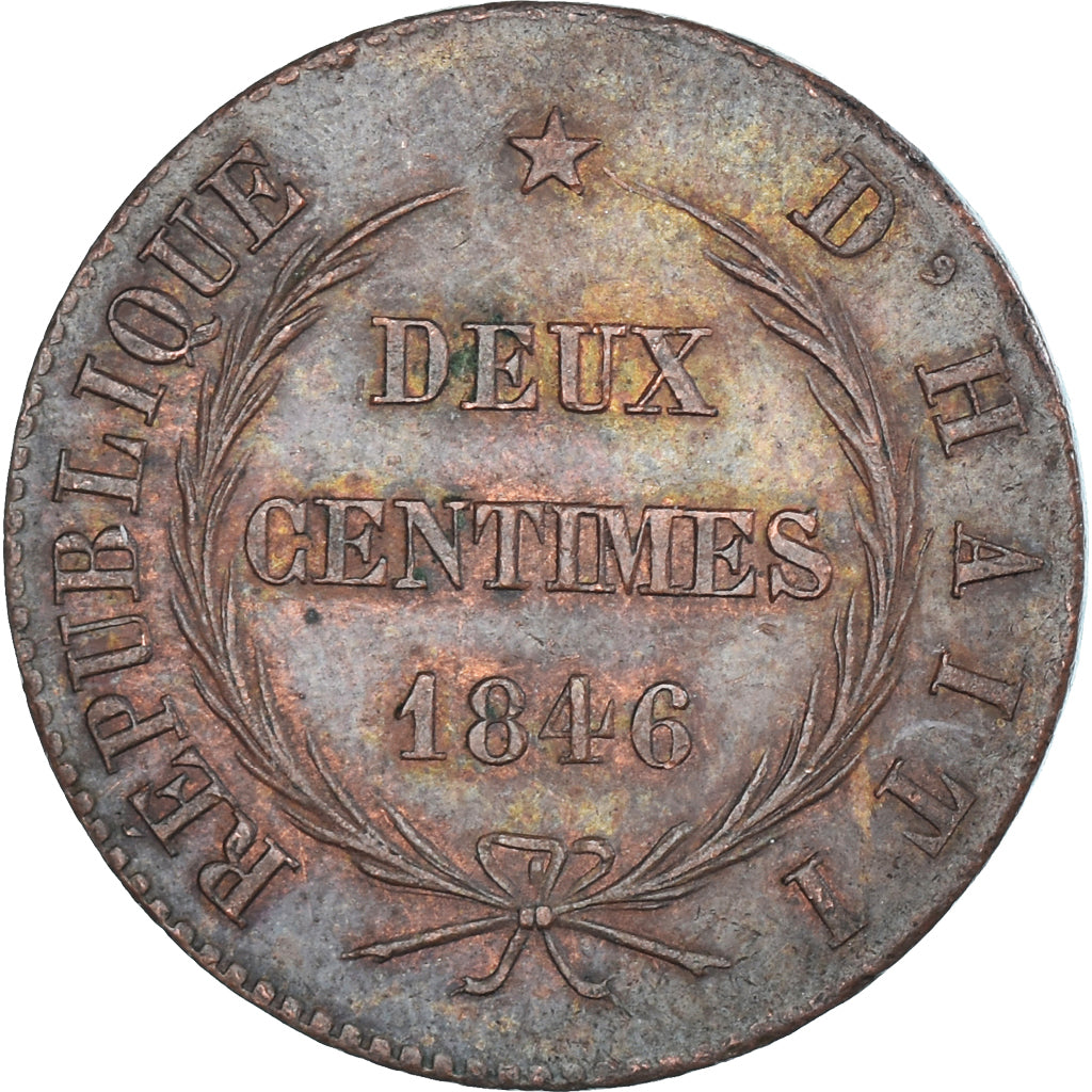 Moneta, Haiti, 2 Centimes, 1846, Paris, BB, Rame