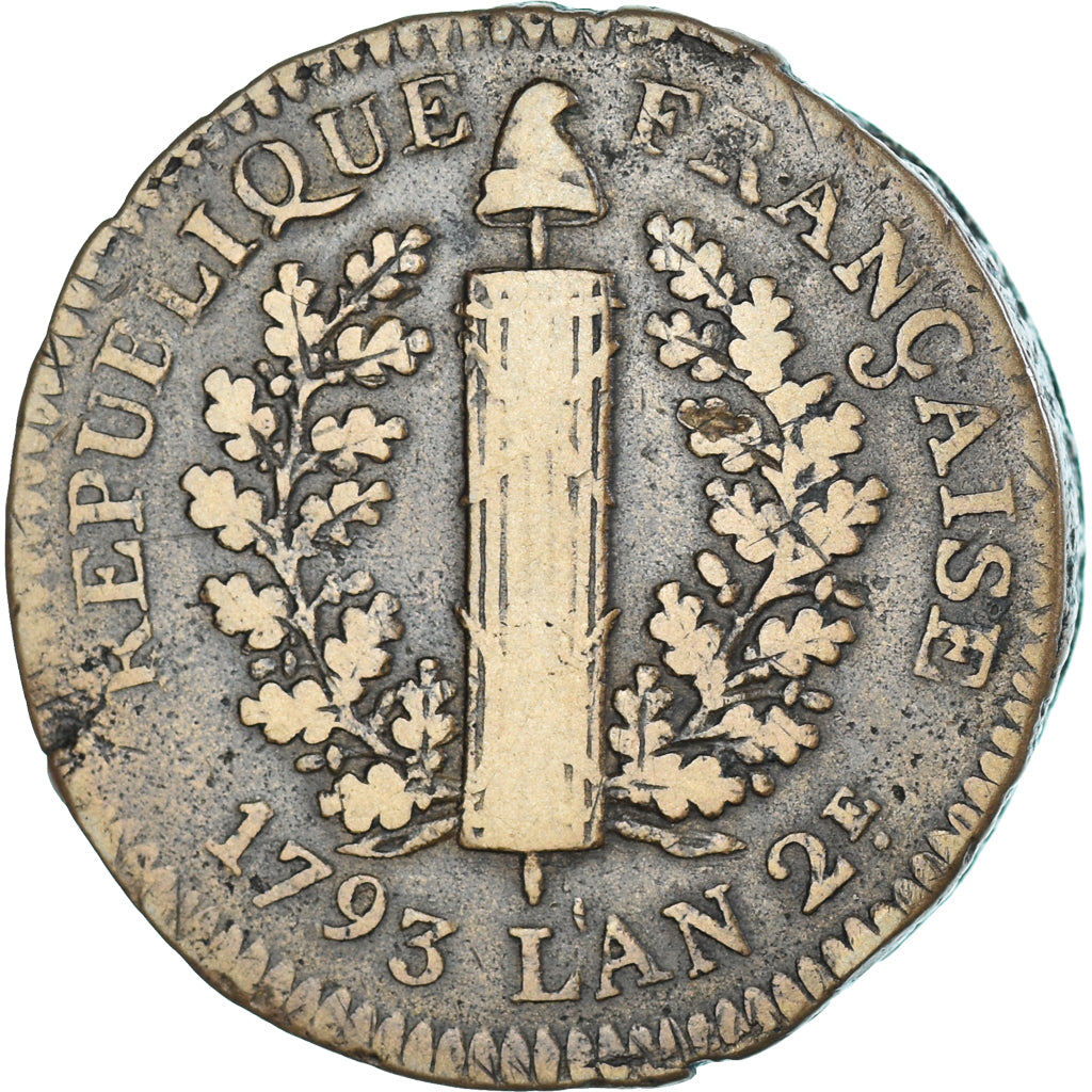 Moneta, Francia, 5 Sols, 1793 - AN II, Mayence, Siège de Mayence, MB+, Métal