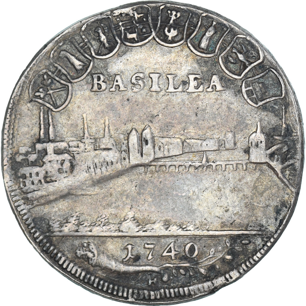 Coin, SWISS CANTONS, BASEL, 1/4 Thaler, 1740, Basel, VF(30-35), Silver, KM:143