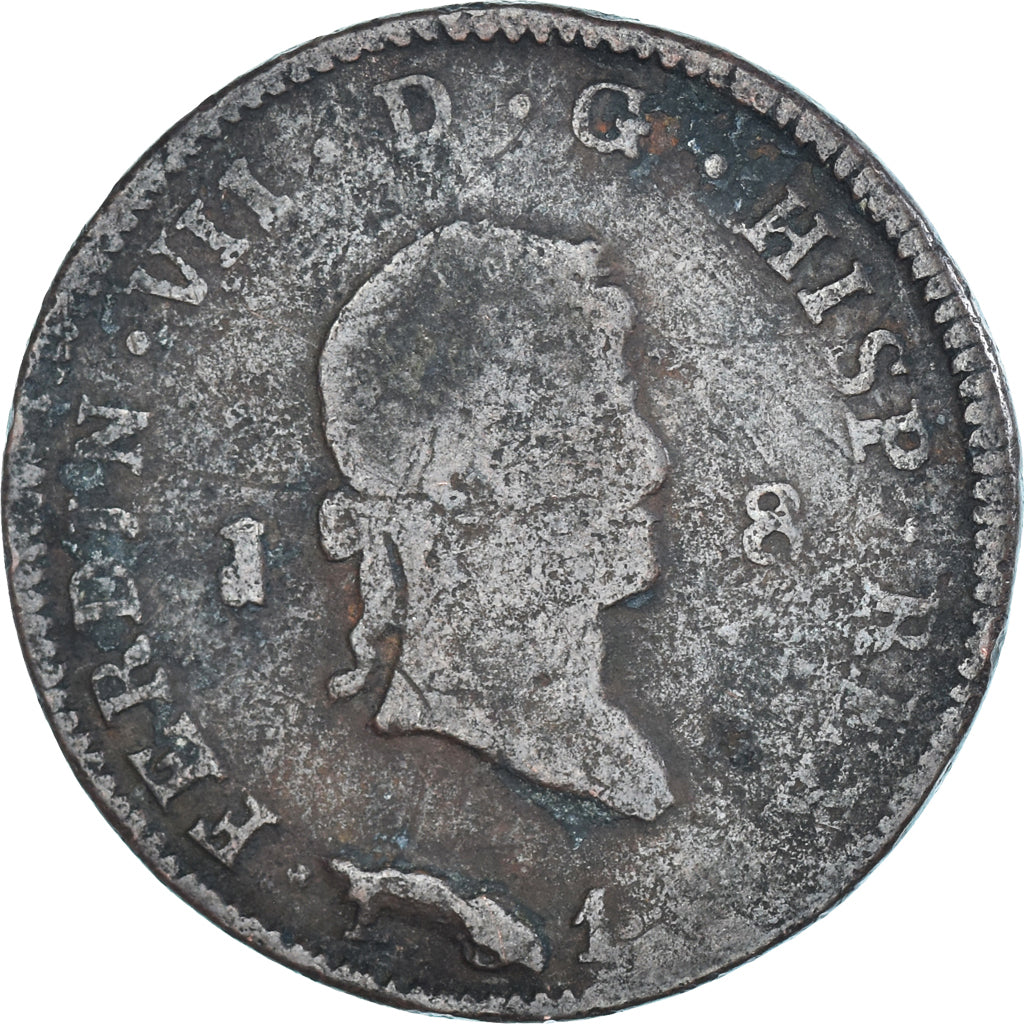 Moneta, Hiszpania, Ferdinand VII, 8 Maravedis, Uncertain date, F(12-15), Miedź
