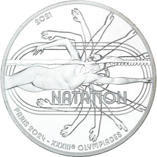 France, 10 Euro, 2021, Paris, JO Paris 2024 - Natation, SPL+, Argent