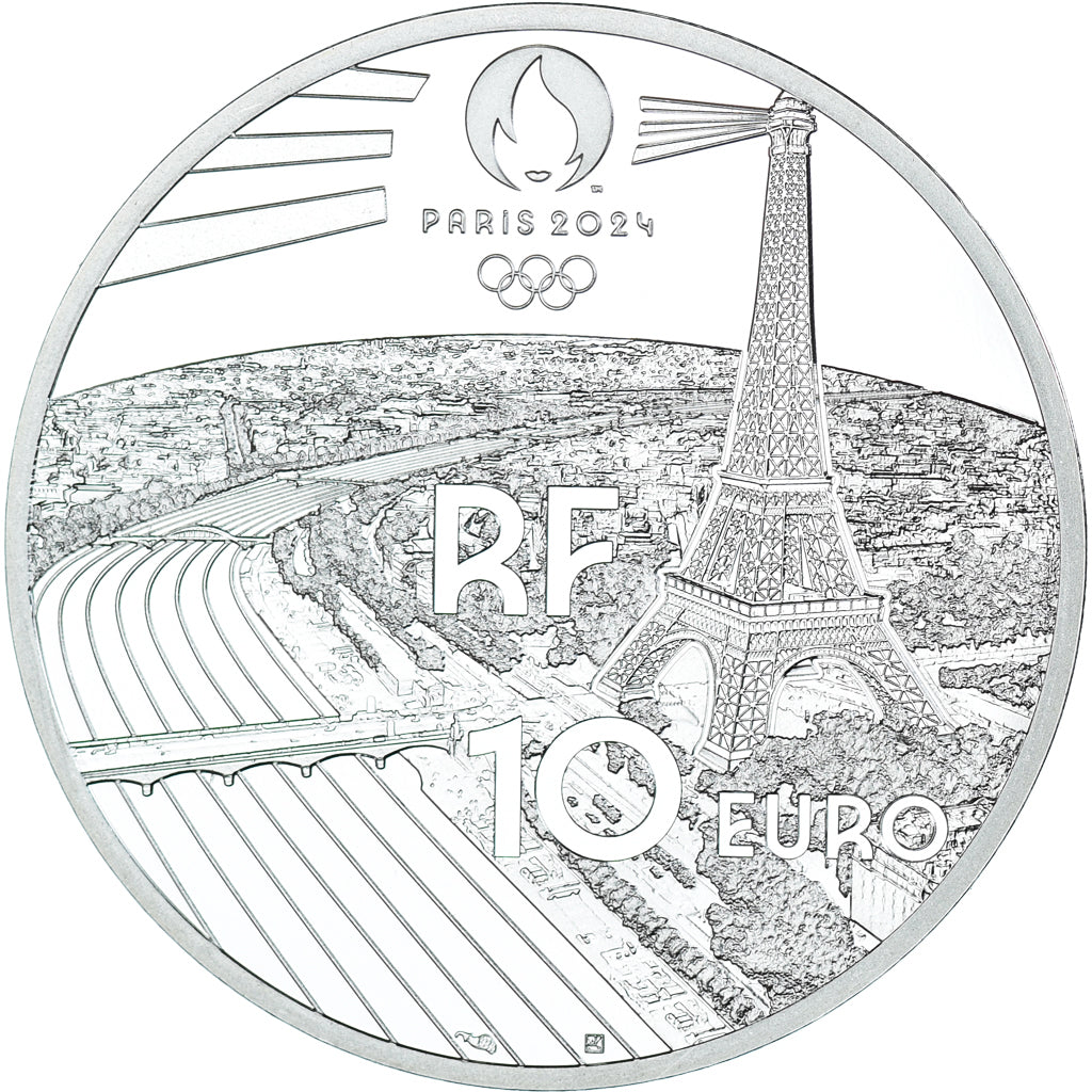 France, 10 Euro, 2021, Paris, JO Paris 2024 - Natation, SPL+, Argent