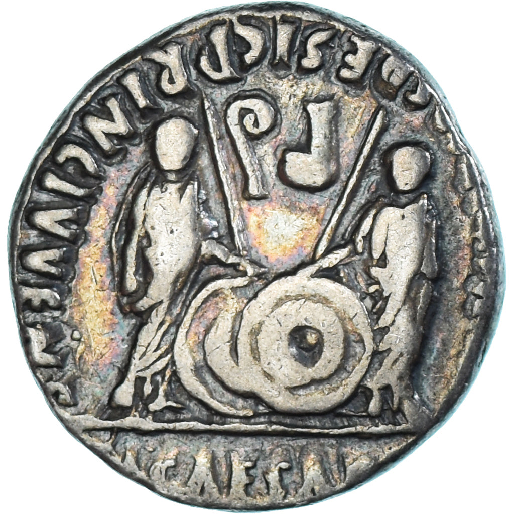 Coin, Augustus, Denarius, 2 BC-4 AD, Lugdunum, VF(30-35), Silver, RIC:210