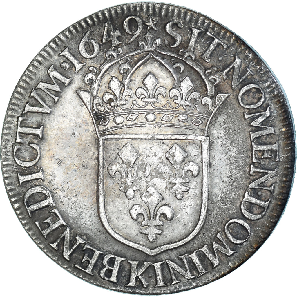 Coin, France, Louis XIV, Écu à la mèche longue, 1649, Bordeaux, EF(40-45)