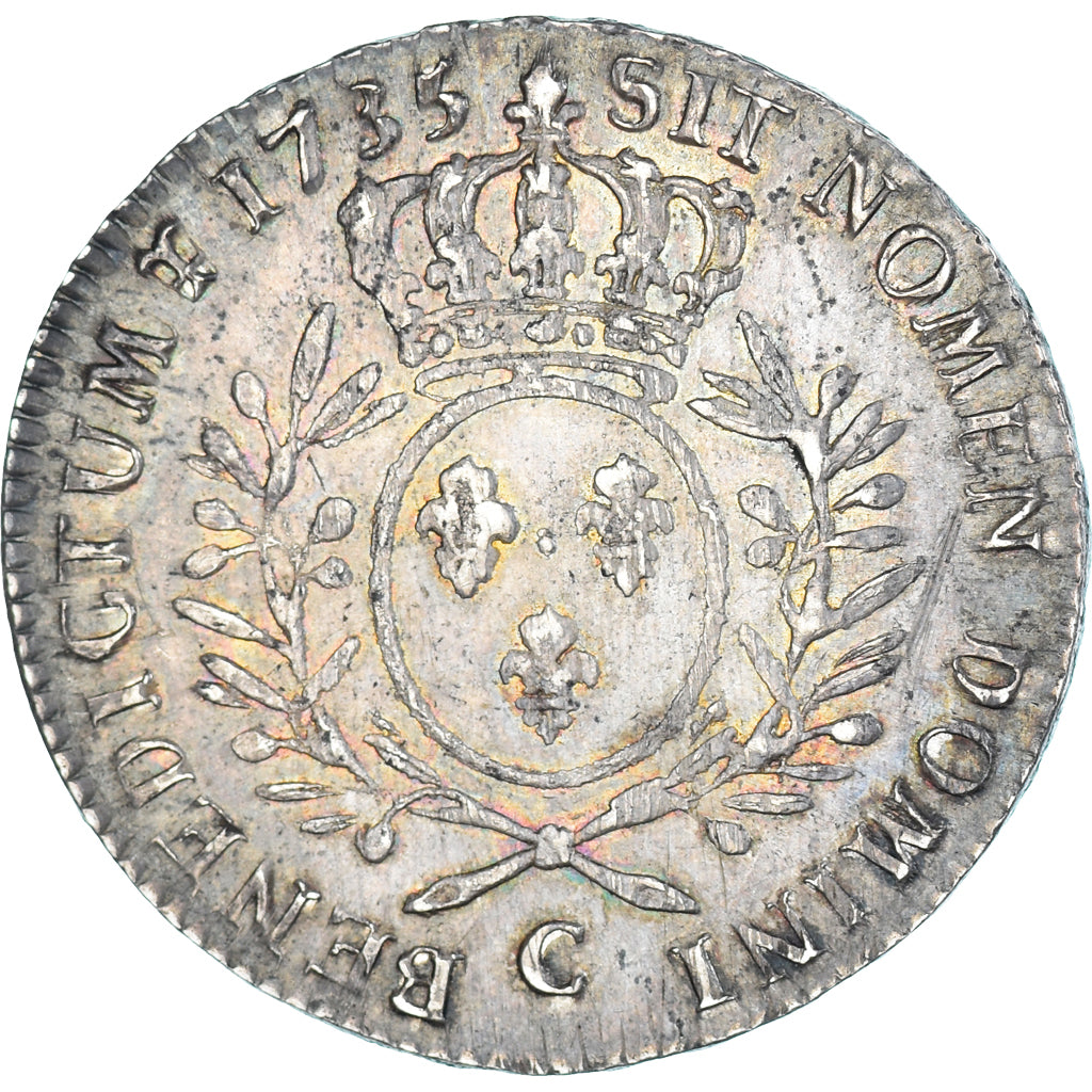 Munten, Frankrijk, Louis XV, 1/2 Ecu aux branches d'olivier, 1735, Caen, ZF+