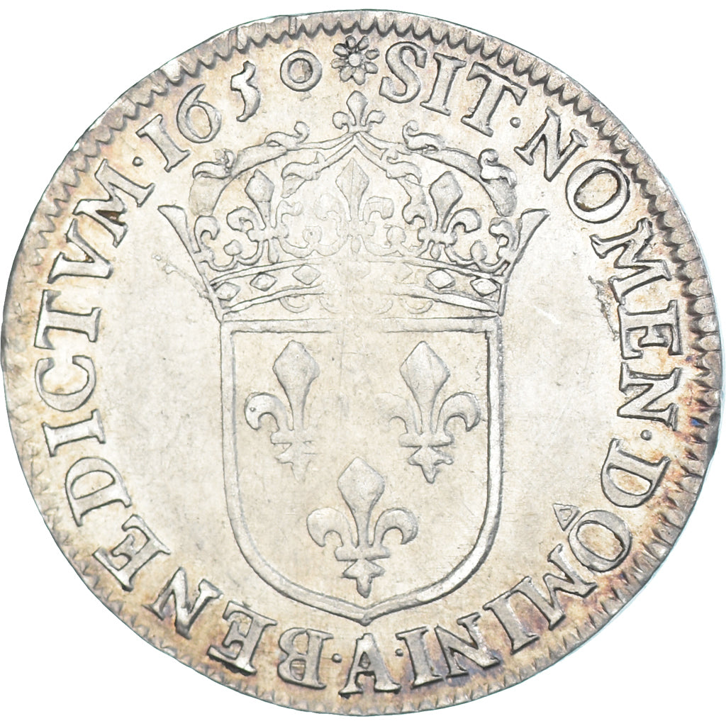 Munten, Frankrijk, Louis XIV, 1/4 Écu à la mèche longue, 1650, Paris, ZF