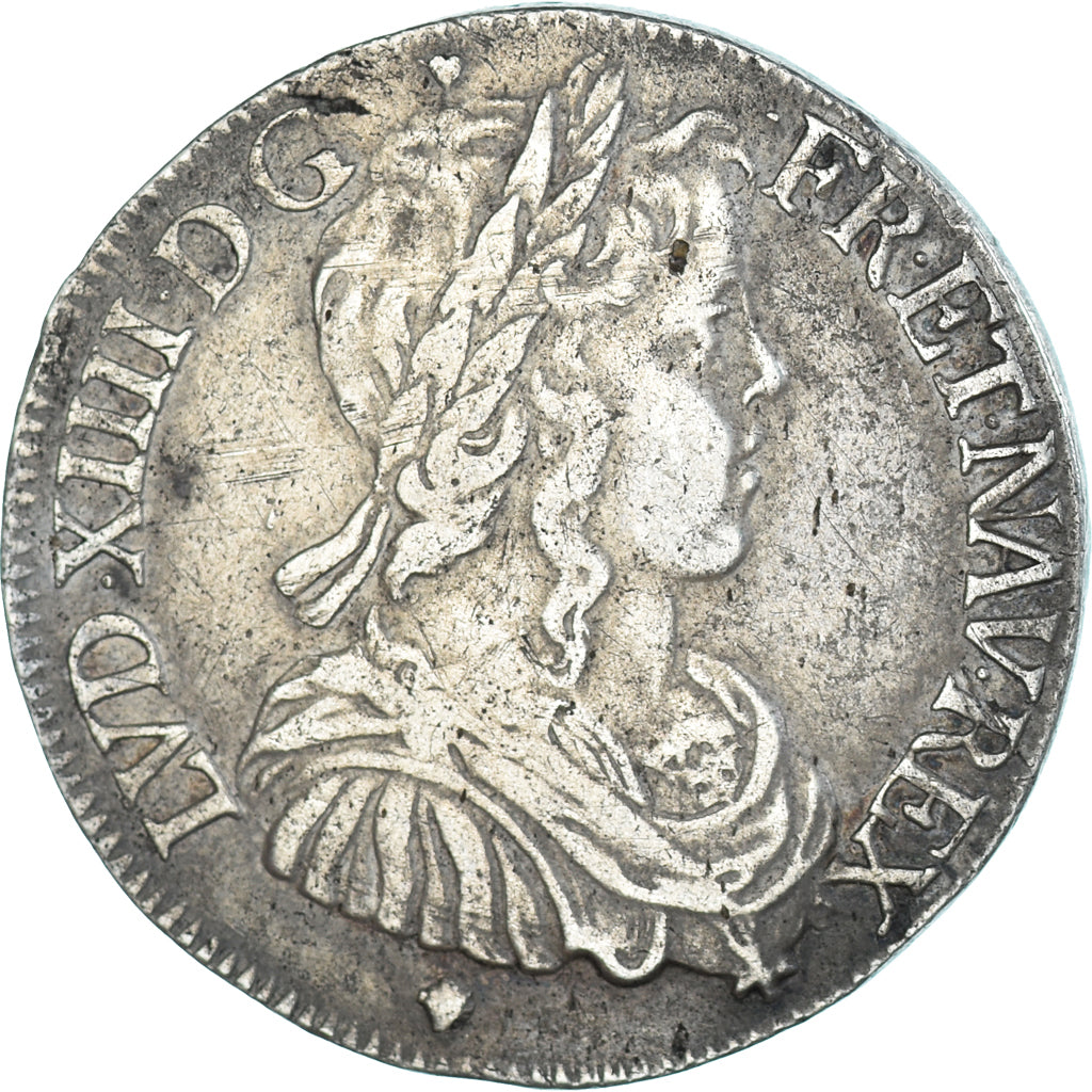 Moneda, Francia, Louis XIV, 1/2 Écu à la mèche longue, 1649, Metz, BC+