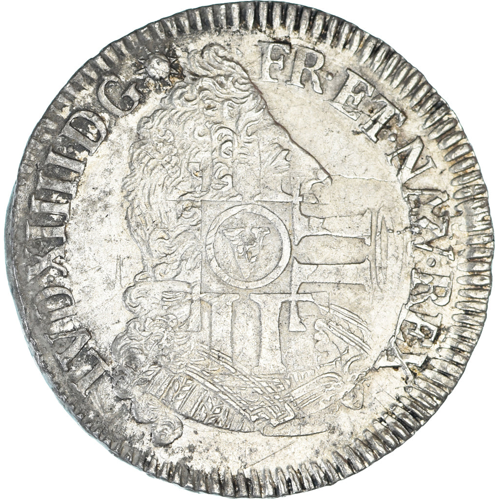 Coin, France, Louis XIV, 1/2 Ecu aux palmes, 1693, Reims, VF(30-35), Silver
