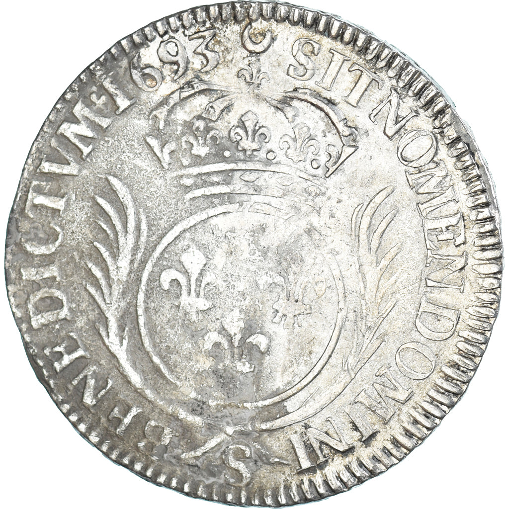 Coin, France, Louis XIV, 1/2 Ecu aux palmes, 1693, Reims, VF(30-35), Silver