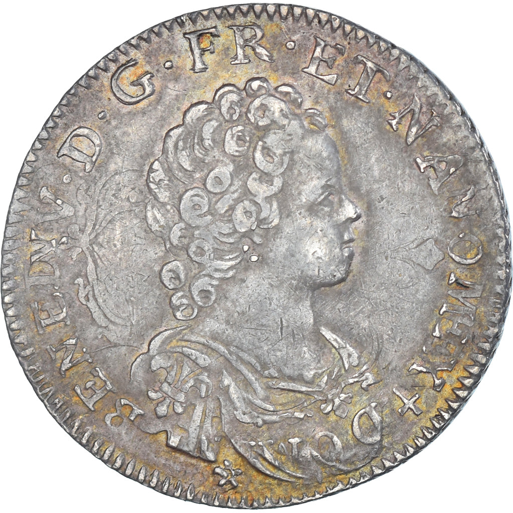 Moneta, Francia, Louis XV, 1/4 Ecu Vertugadin, 1717, Paris, BB, Argento
