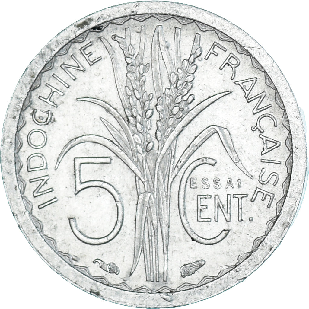 Coin, FRENCH INDO-CHINA, 5 Cents, 1946, Paris, ESSAI, AU(55-58), Aluminum