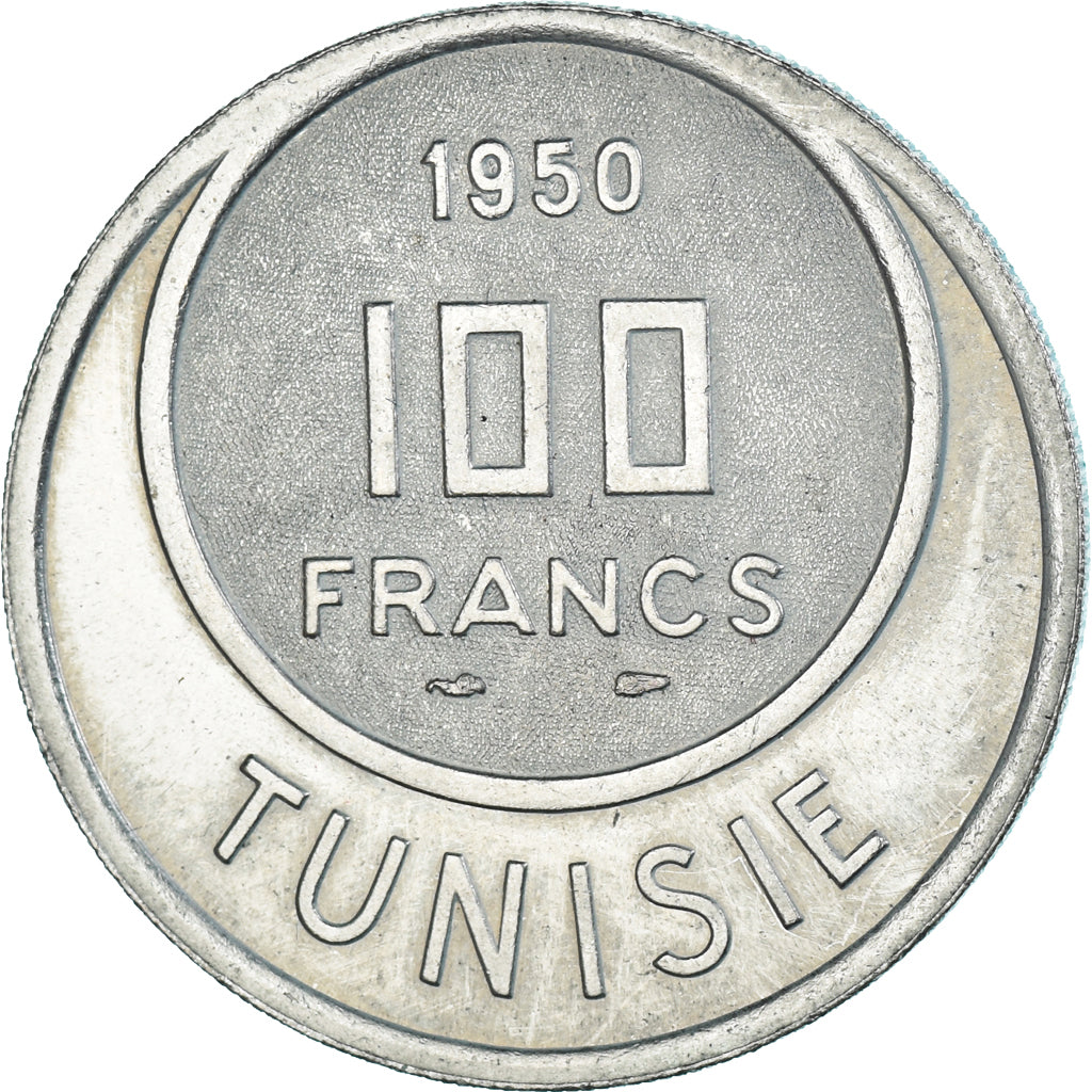 Coin, Tunisia, Muhammad al-Amin Bey, 100 Francs, 1950, Paris, ESSAI, AU(55-58)