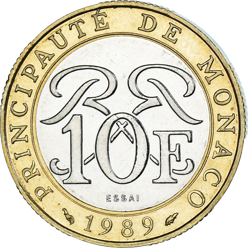 Monnaie, Monaco, Rainier III, 10 Francs, 1989, ESSAI, SUP+, Bimétallique